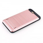 Wholesale iPhone 7 Plus Card Pocket Hybrid Case (Gold)